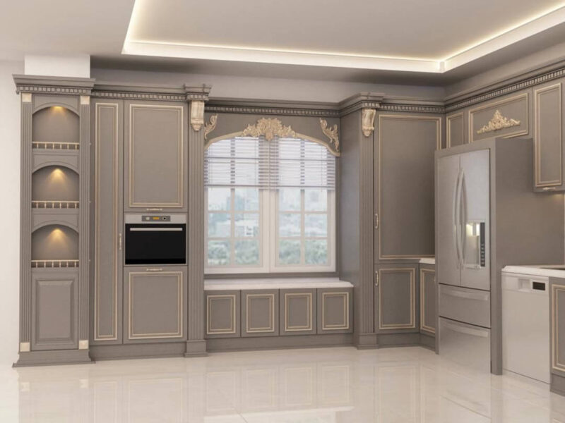 تصویر کابینت روکش چوب زیبا