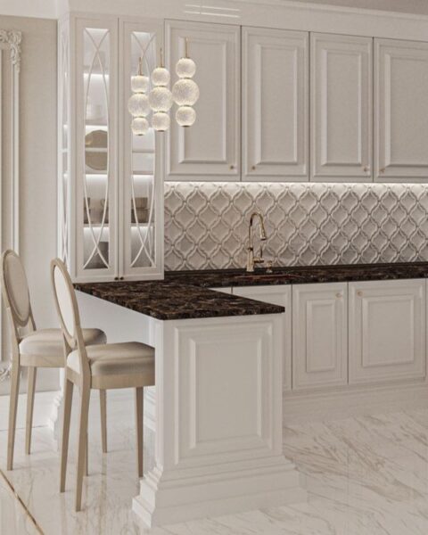 کابینت نئوکلاسیک ام دی اف با پوشش رنگ پولیشی