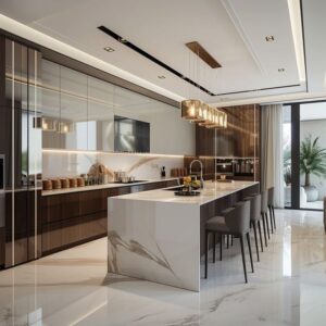کابینت اکچری سفید قهوه ای