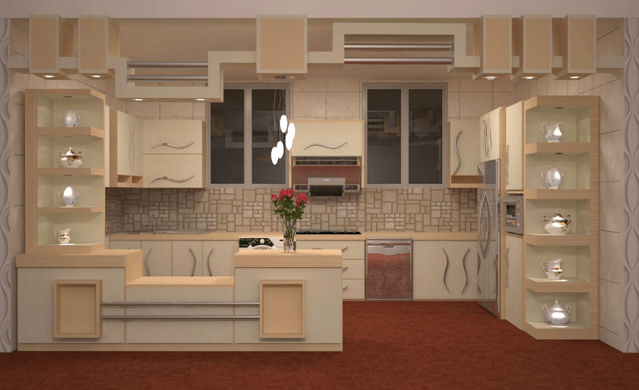 تصویر کابینت سفید کرم ام دی اف