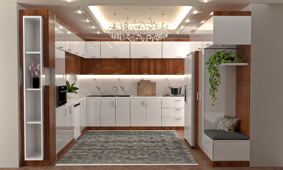 تصویری از کابینت های گلاس سفید قهوه ای